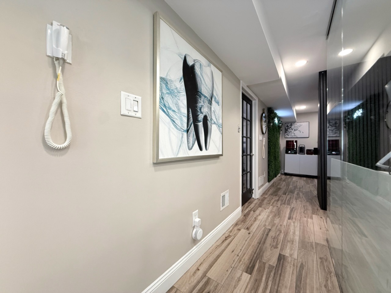 hallway facing french door